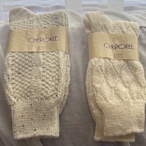 Cherokee Women's Knit Crew Socks in Cream Speckled and Cream